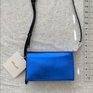 NWT DVF shoulder bag/clutch. Metallic Blue. 80FIRM